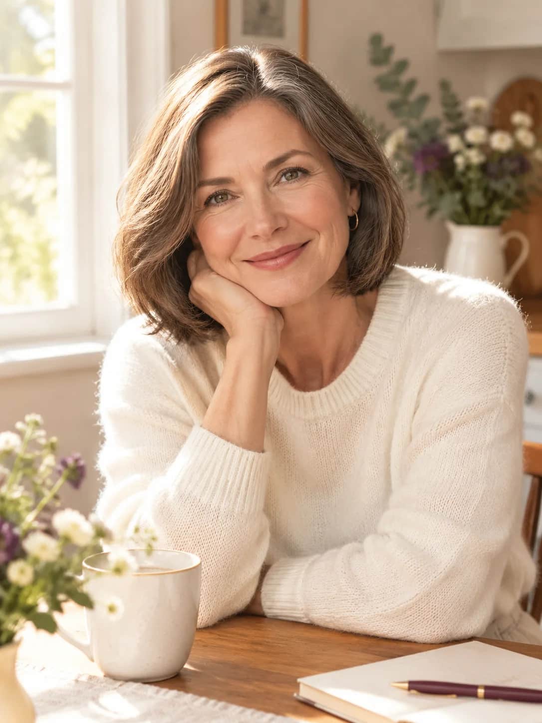 Helen Marsh, MenoNights' founder, at her kitchen table in Cheltenham